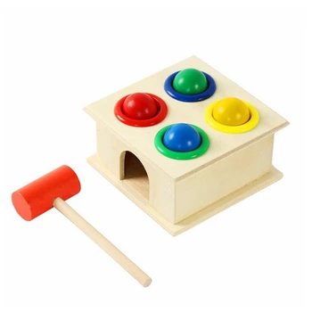 

New Hot 1 Set Wooden Playing Hamster Game Toy Hammering Ball Hammer Knocking Box Baby Kids Early Learning Educational Toy