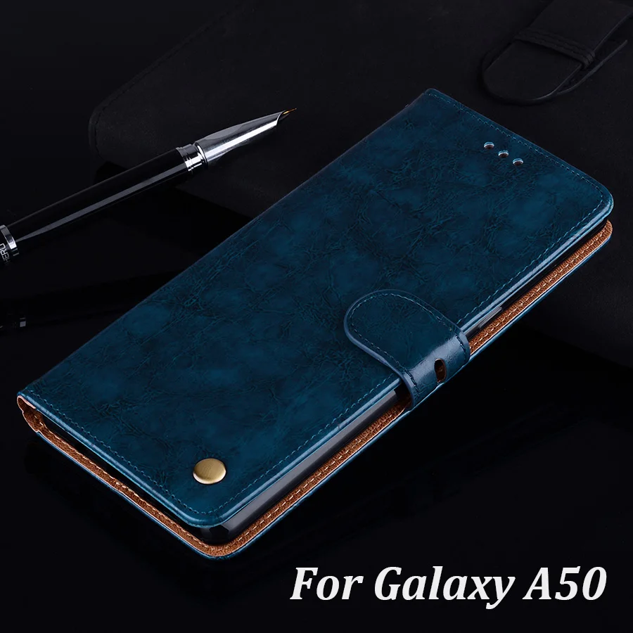 

For Samsung A50 Case Galaxy A50 Cover Oil Leather Wallet Stand Phone Cases Full Protect for Samsung Galaxy A50 6.4inch