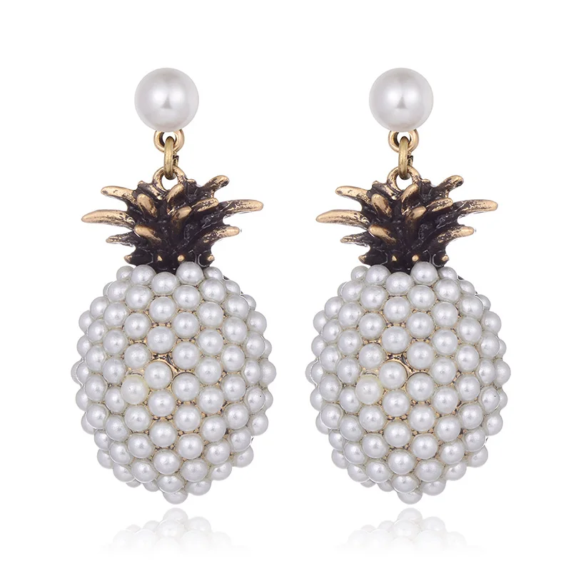 

Cute Pineapple Simulated Pearl Drop Earrings For Women Gold Color Alloy Pendant Earring Fashion Jewelry boucle d'oreille femme
