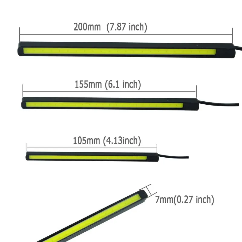 AICARKAS Автомобильная DRL противотуманная полоска дневная ходовая лампа COB Белый Ультра тонкий светодиодный противотуманная панель для парковки Водонепроницаемая 12 В 10 см 15 см 20 см - Испускаемый цвет: 20cm