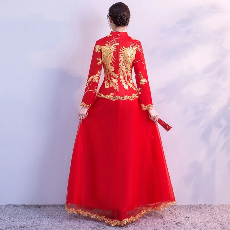 Новое поступление Cheongsam вышитое платье-чанпао женское платье вечернее платье современный китайский свадебное платье невесты традиции Женская Роба в восточном стиле