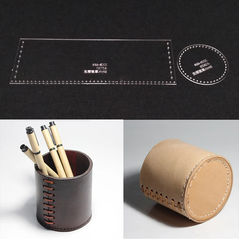 

Handmamde Pen Case Acrylic Template Leather Pattern DIY Hobby Leathercraft Sewing Pattern Stencils 8x8x9cm
