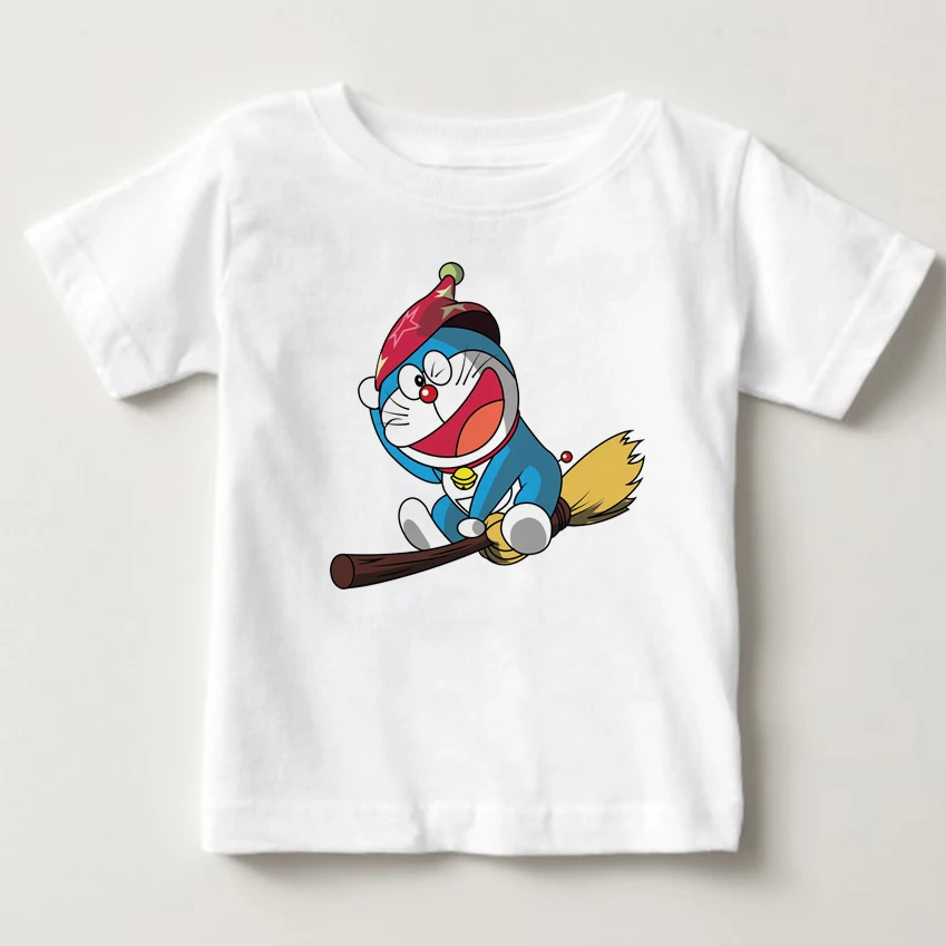 Детская Японии футболка аниме 2018 Новый Doraemon футболка летние шорты рукавом Doraemon для мальчиков и девочек футболки Топы 2-13 ord MJ