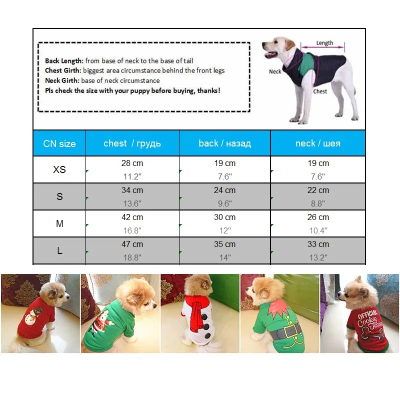 Рождественская футболка для собак, 6 цветов, хлопковая футболка, Рождественская Одежда для собак, классический праздничный костюм для щенков, маленьких собак, кошек, XS, s, m, l