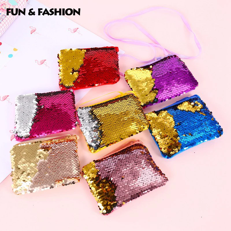 Reversible Sequin Bag Glitter Mini Kids Girl Sequins Shoulder Bag Handbag Messenger Hobo Crossbody Purse Wallet New High Quality (14)