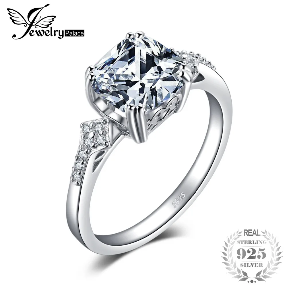

JewelryPalace Vintage 3ct Cushion-Cut Cubic Zirconia Statement Ring For Women Best Gift 925 Sterling Silver Jewelry Accessories