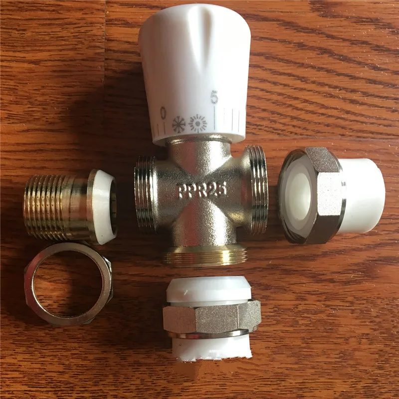 Латунный трехходовой клапан PPR радиатора ручная регулировка DN25|three-way valve|control