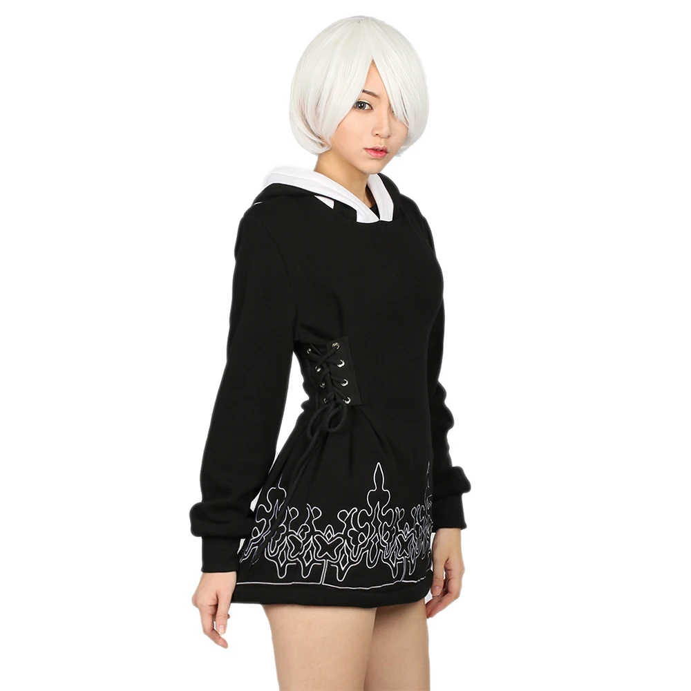 Худи XCOSER NieR Automata 2B черная хлопковая толстовка костюм для косплея пальто