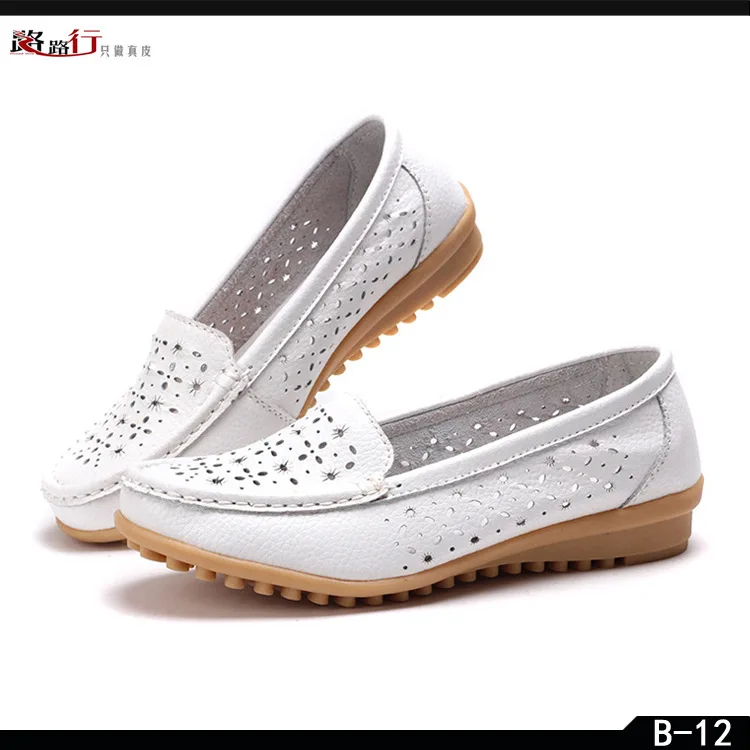 

Best Price Plus big Size  2017 Women Flat Shoes Woman Summer Flats Hollow Out Comfortable Soft Genuine Leather Loafers Shoes