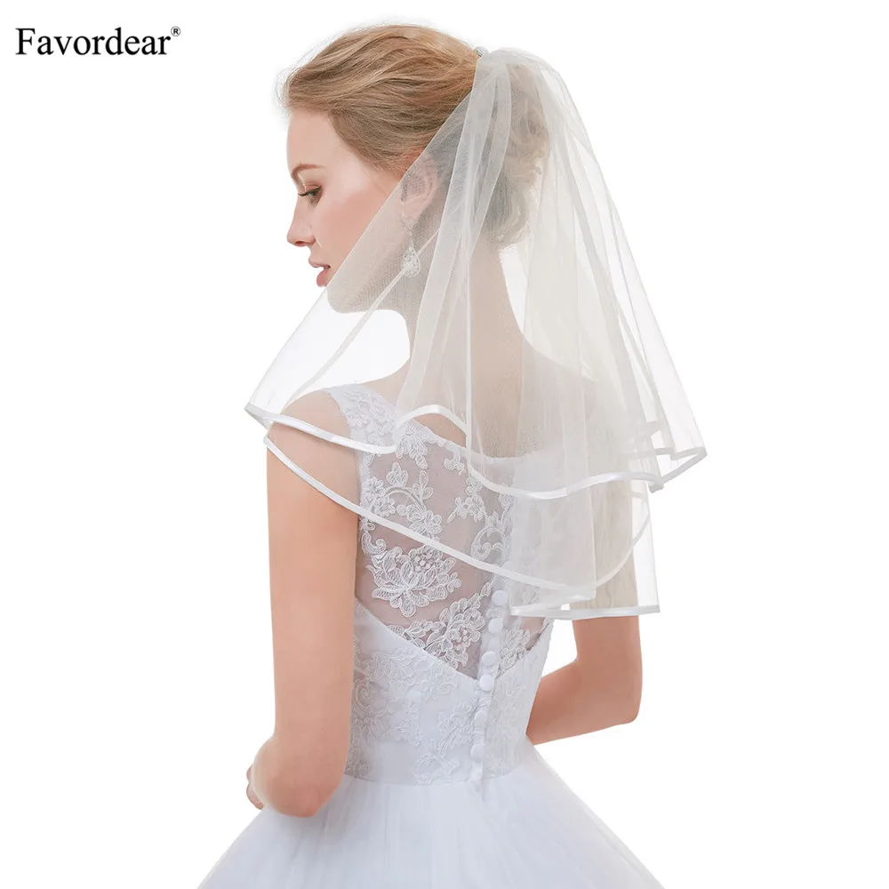 Favordear высокое качество Милая Короткая вуаль для коротких волос невесты