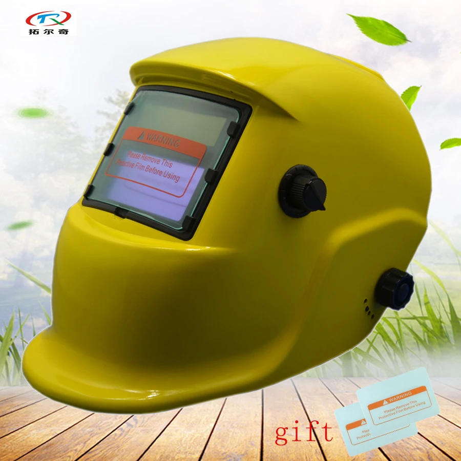 yellow Welding Helmet mask Auto Darkening Hot sale Inner Battery Solar