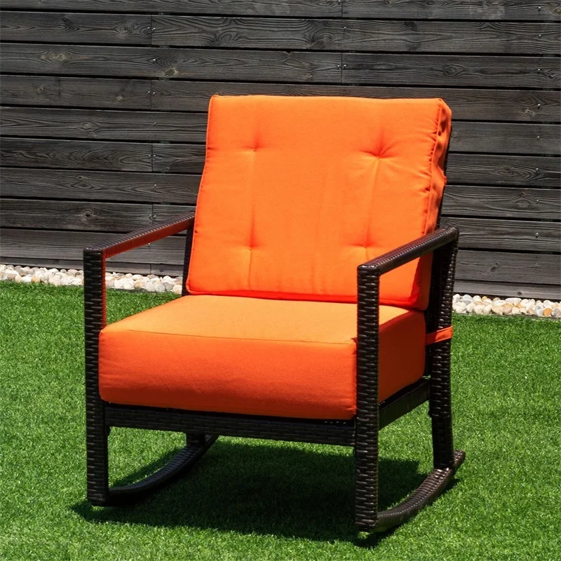 veranda rattan sallanan sandalye rocker koltuk yastiklari ile turuncu rattan celik veranda mobilya acik sandalye hw58602 aliexpress