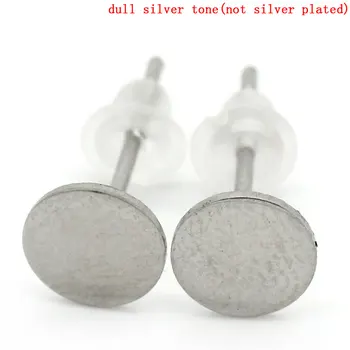 

DoreenBeads Stainless Steel Earrings Findings Round Silver Color 13mm(4/8")x 6mm(2/8"),6 PCs