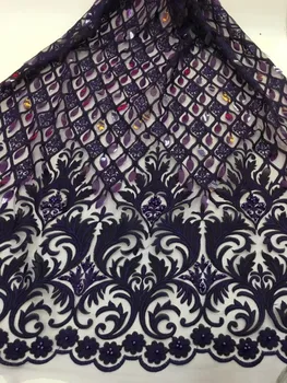 

African sequins Lace Fabric 2019 Embroidered Nigerian Laces Fabric High Quality French Tulle Lace Fabric For dress JIAJU063