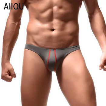 

AIIOU Mens Thongs and G Strings Gay Underwear Pouch Low-rise Nylon Pink Panties Slide Jockstrap Sissy Gay Men Tangas Underwear
