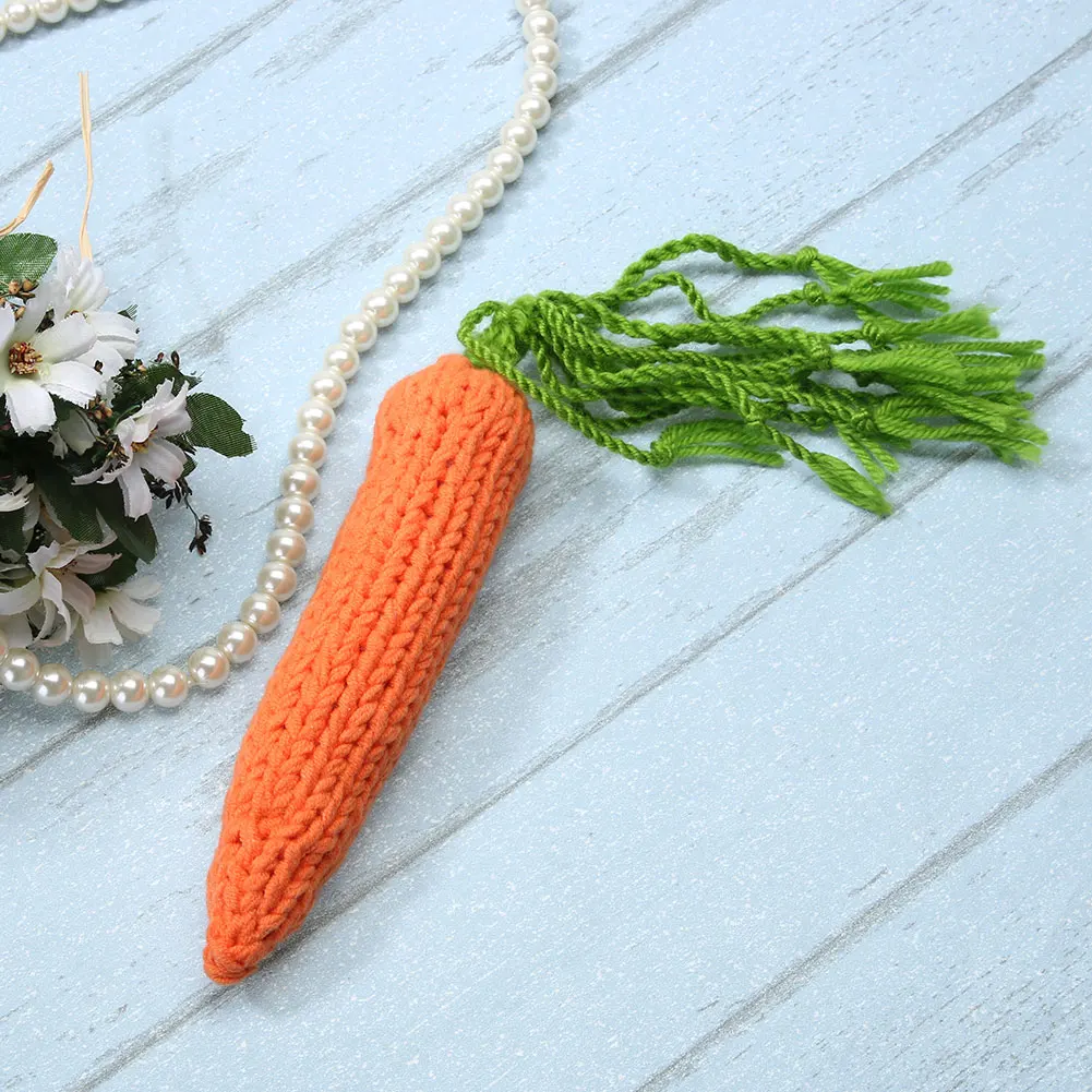 Милый вязаный реквизит для фотосессии с морковкой, аксессуар, игрушка-погремушка, милый шерстяной реквизит для фотосессии с морковкой, вязаный крючком