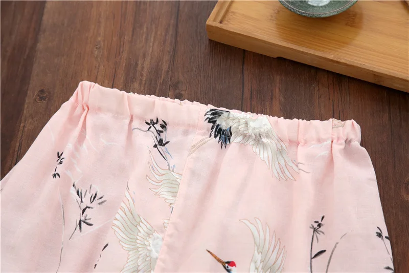 Японские Женские кимоно юката халаты пижамы наборы хлопок Короткие штаны ночная рубашка спальный халат одежда для отдыха домашняя традиционная одежда