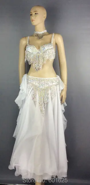 Exquisito Conjunto de danza del vientre 4 piezas  oro y plata