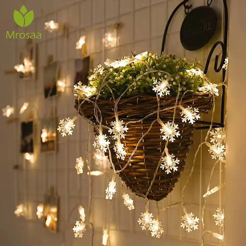 

Mrosaa 20/40LEDs Christmas Led String Light Snowflake Decorative Garland Lights christmas tree decorations Pendant lamp lights
