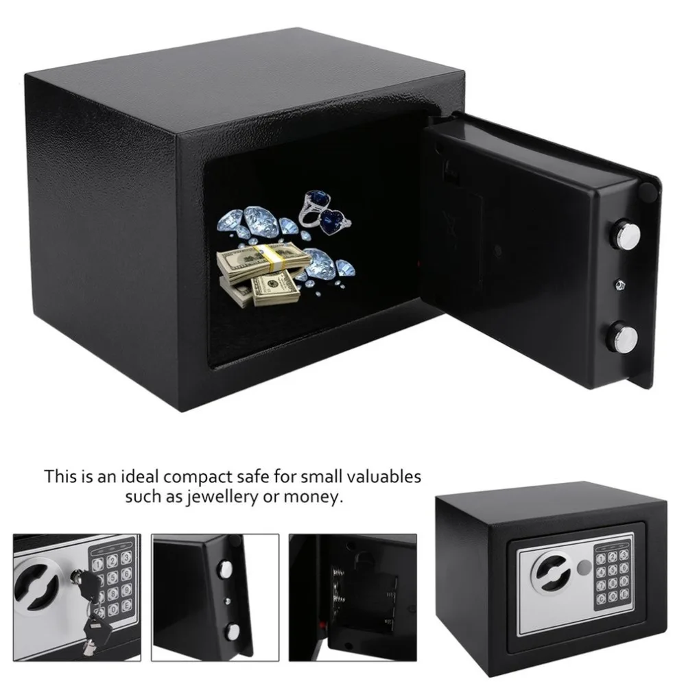 

Solid Steel Electronic Safe Box With Digital Keypad Lock 4.6L Mini Lockable Jewelry Storage Case Safe Money Cash Storage Box
