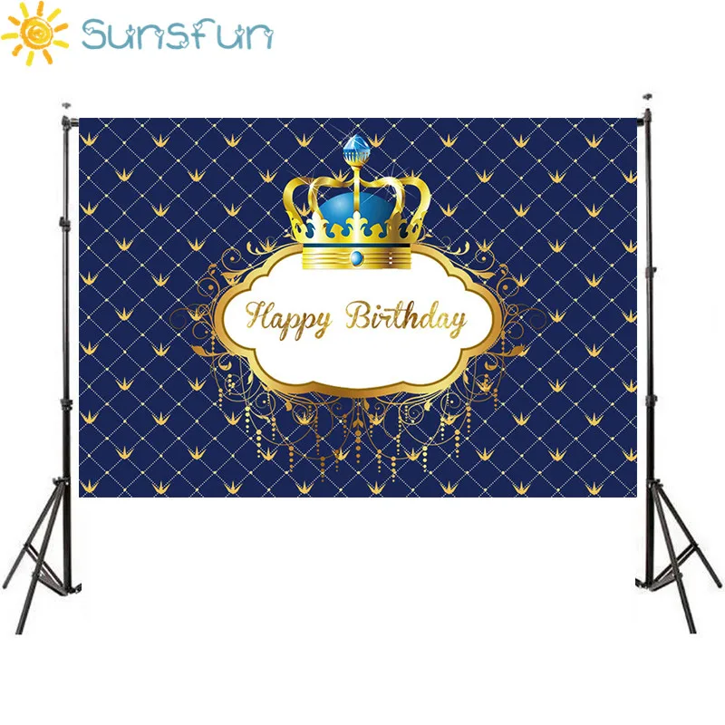

Sunsfun birthday background little prince royal crown baby shower dessert table decor newborn photoshoot birthday party banner