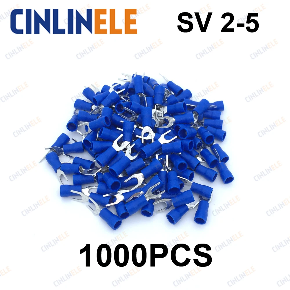 1000 шт обжимной терминал SV2-5 AWG16-14 1 04-2 63 мм ^ 2 ОБЖИМНАЯ Вилка Лопата терминалы