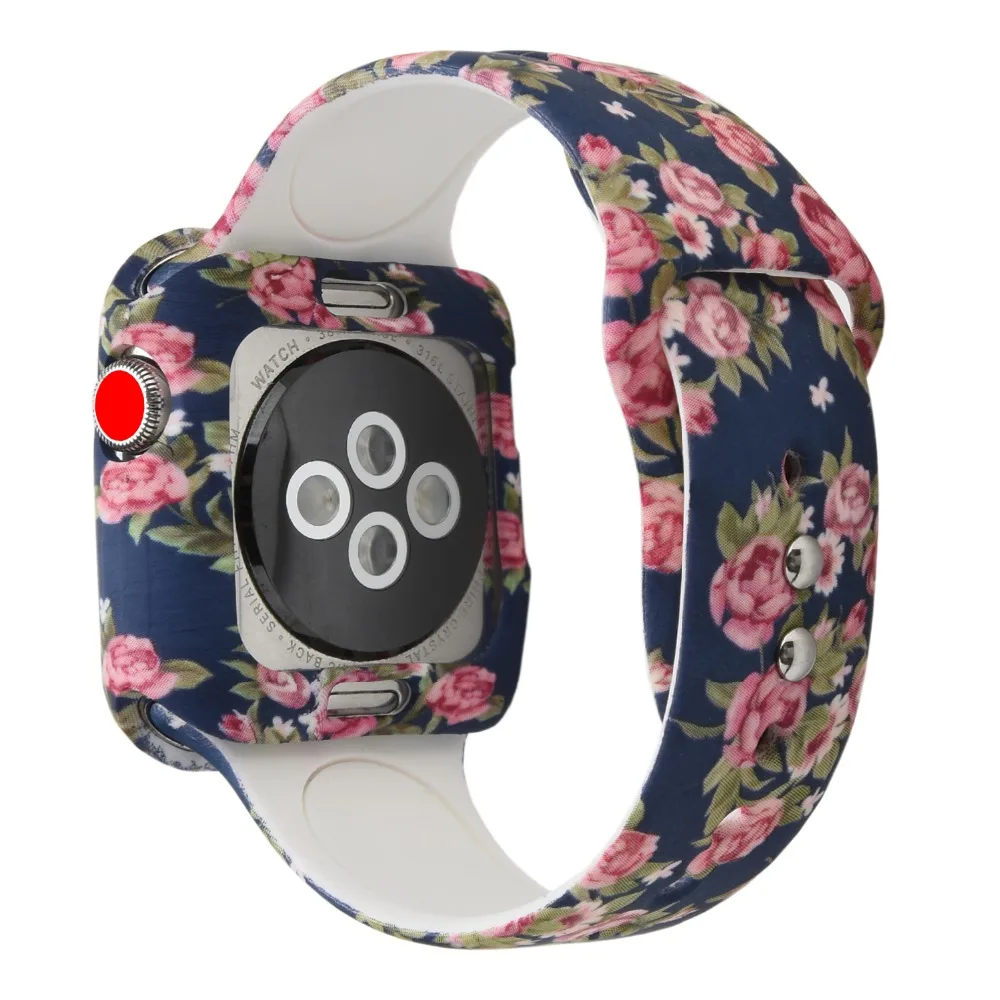 Odog ТПУ силиконовый ремешок для часов группа с защитную крышку для Apple Watch 4 серии 40 мм 44 мм браслет спортивные часы для Для женщин Для мужчин