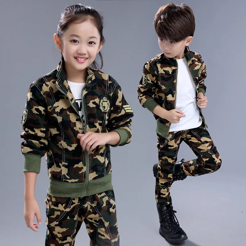 

European Style Children Camouflage Clothing Set 2018 Spring Fall Boys Fashion Cotton Military Uniform Kids Sport Suit 2 Pcs