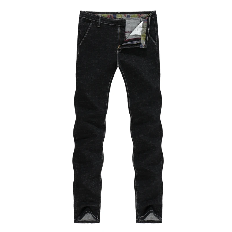 Black Jeans Men Autumn and Winter Stretch Traditional Straight Leg Long Trousers Business Casual
