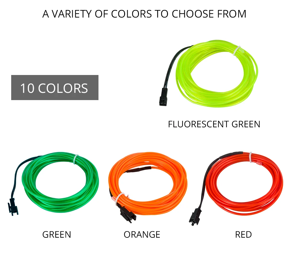 LED Cold light line Car Decorative light Ambient Light auto backlight Fluorescence R G B Yellow White ICE BLUE Pink Purple 5V (5)