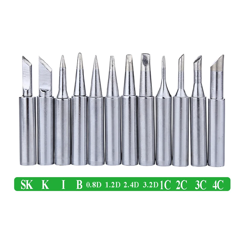 

12pcs/lot 900M-T Soldering Iron Tip Lead-free Solder Tips Welding Sting for 936 BGA Soldering Rework Station