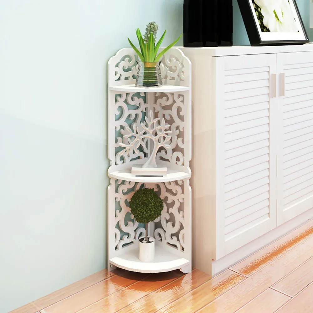 

Bathroom shelf plastic corner cabinet kitchen storage rack placement frame triangle floor shelf lo89639
