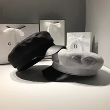 Шамми кожаные кепки черные женские s армейские кепки для женщин женские темно-синие осенние женские зимние шапки Восьмиугольные шапочки