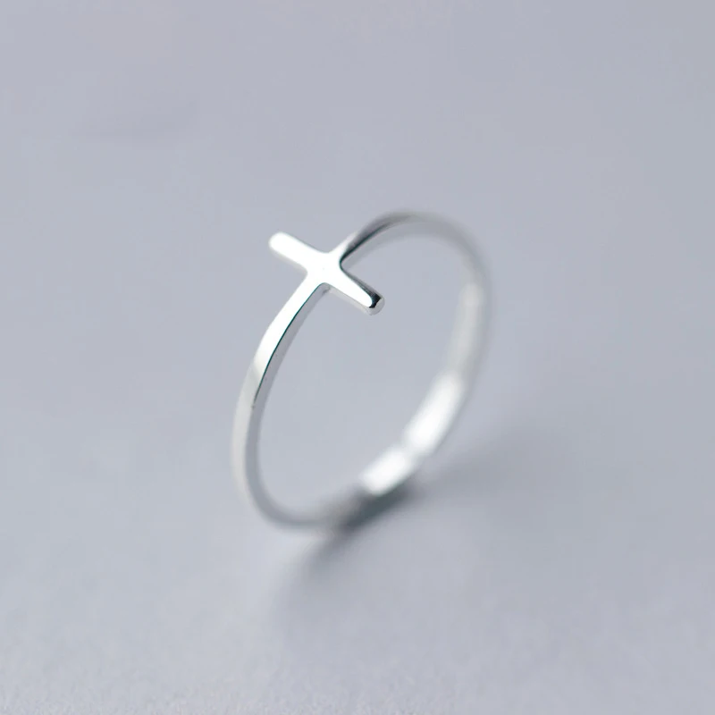 Trusta Women's 100% 925 Sterling Silver Fashion Jewelry Cute Cross Cocktail Ring Sizable 6 7 8 Girls Kids Xmas Gift DS221