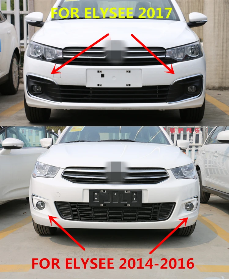 2PCS fog lamp trim FOR CITROEN ELYSEE 2014 15 16 7 C-Elysee ABS chrome fog hoods light car-styling plastic plating cover sticker