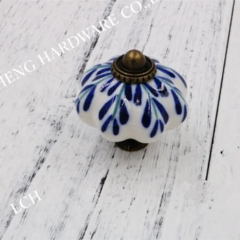 

FastE SHIPPING 34mm 43MM Special Hand painted blue and white porcelain Ceramic Knobs Cabinets Cupboard Door Pulls