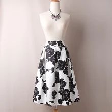 Размеры S-XL Молния Закрыть Винтаж цветок юбка Для женщин новые летние Дизайн до колена Длина печати плиссированные Falda модные Floral Midi Skirt