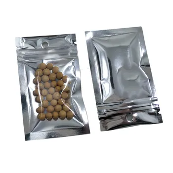 

Aluminum Foil Zipper Storage Pouches Ziplock Mylar Flat Beans Candy Packaging Bags Hang Hole Self Sealable Clear Plastic Packet