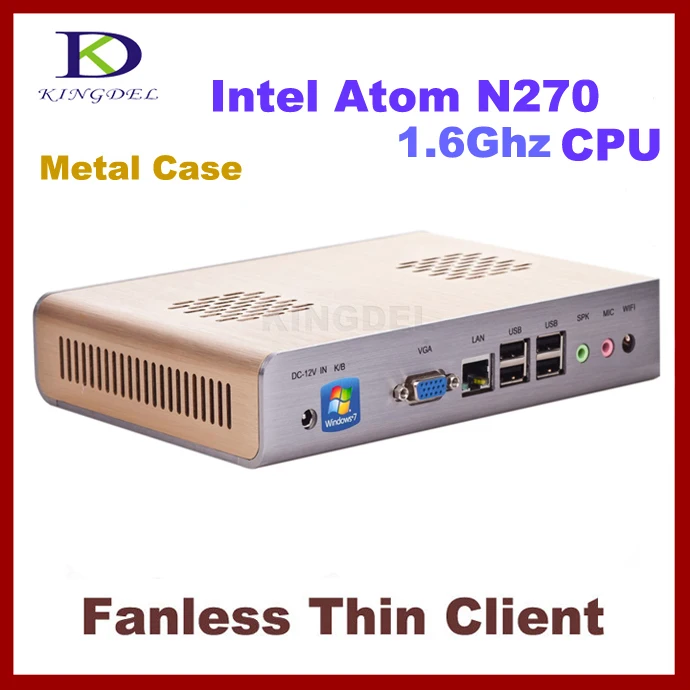  2016 New Fanless Thin Client PC, Mini Computer with Intel Atom N270 1.60Ghz, 1GB RAM, 16GB SSD 32 Bit, 720P HD,6 USB 