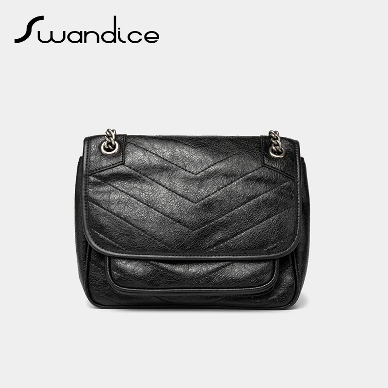 

2019 High Quality V Quilted Threads Chain Small Flap Handbags Messenger Crossbody Shoulder Bags Women Female Simple Vintage Lady