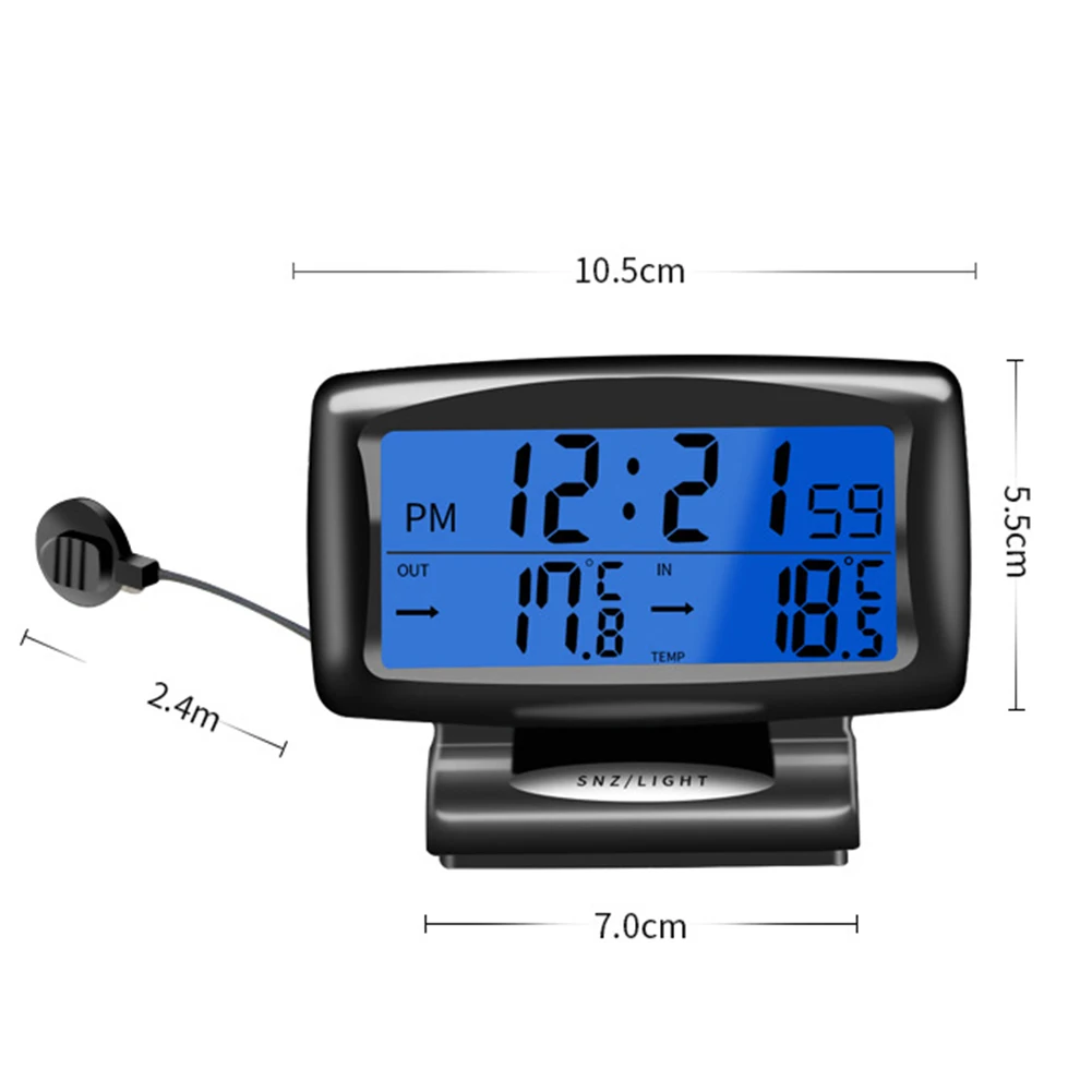 Электронные часы для автомобиля измеритель температуры автоматический внутренний и наружный термометр с двойными датчиками ЖК-синий автоматический кулон