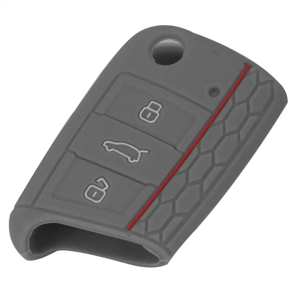 Jingyuqin чехол для ключей для VW Golf 7 mk7 Skoda Octavia A7 Polo силиконовый чехол для ключей аксессуары для автомобиля - Название цвета: Серый