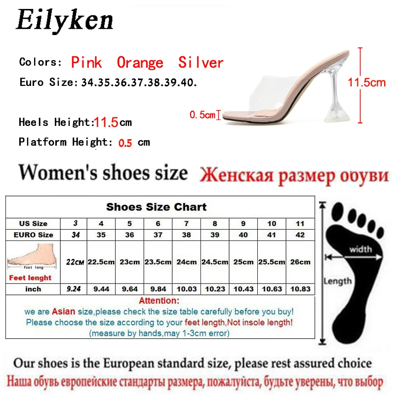 Eilyken/женские шлепанцы на прозрачном каблуке; Новинка года; модные вечерние туфли без задника из прозрачного ПВХ; женская летняя обувь