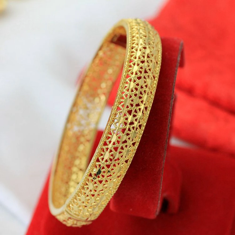 

Hollow Bracelet Yellow Gold Filled Fashion Womens Bangle Gift Openable Jewelry