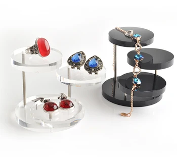 

New Fashion Jewelry Organizer Jewelry Display Stand Clear 3 Tray Acrylic Earring Bracelet Necklace Display Stand Shelf Rack
