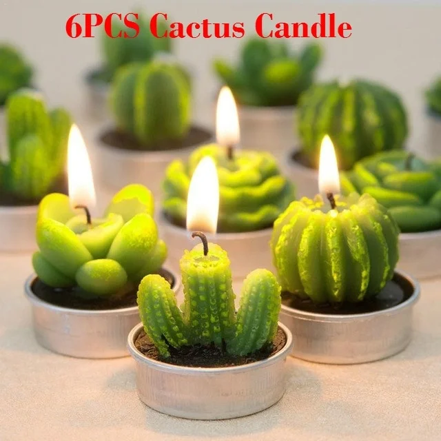 

6PCS/Set Mini Cactus Candle Decorative for Holiday Party Wedding Birthday Decoration Miniatures
