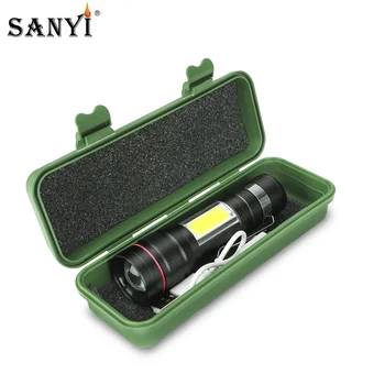 

Tactical Flashlight 3 Modes COB XML T6 LED Aluminum Torch Waterproof Zoomable Focus Worklight Built In USB Rechargeable Battery