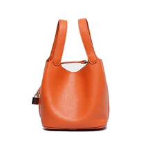 Echtem Leder Rindsleder Frauen Handtasche Dame Schloss Weiblichen Handtasche Eimer Taschen Tote Composite-taschen Innenbeutel + Pony + Schals