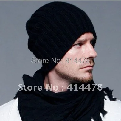 

Free Shipping 2012 New Wholesale Fashion Mens Beanies Black Knitting Wool Casual Beanie Caps For Men/Women Winter Warm