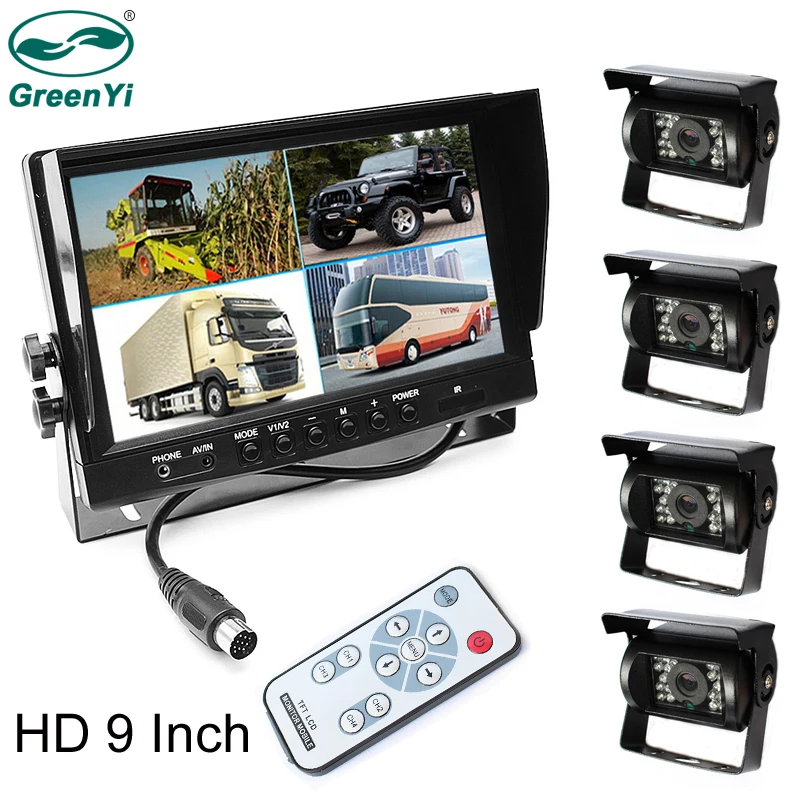 GreenYi Rearview Backup Camera System with 9" LCD Color Monitor 4 IR
